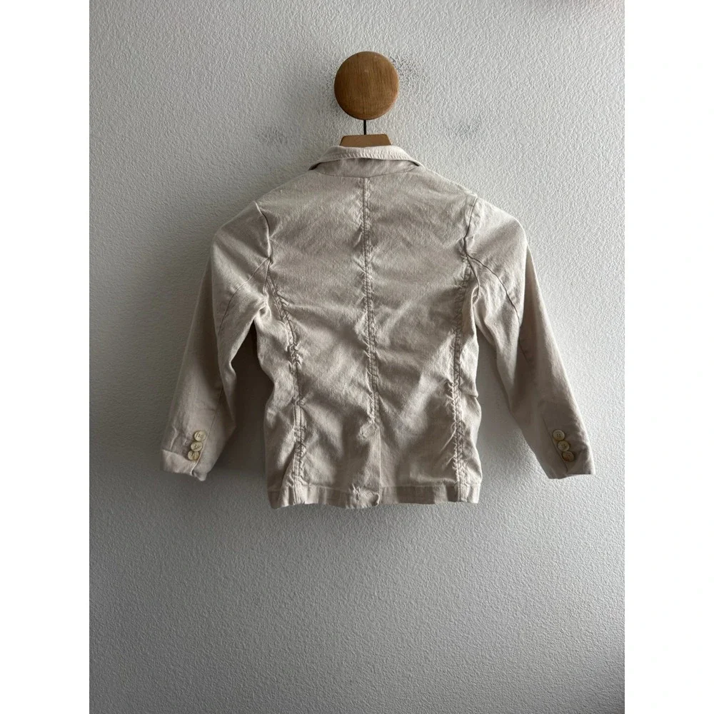 Zara Kids Boys Linen Blend Blazer Jacket Beige Size 7 122cm Formal Wedding